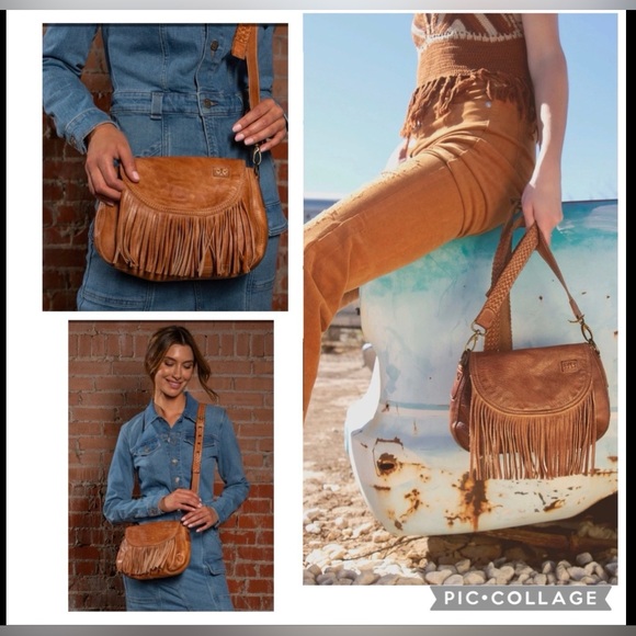 NWT Bed Stu Leather Eastend Fringe Crossbody Bag Clutch Tan Dip Dyed Retail $165 - Picture 14 of 14